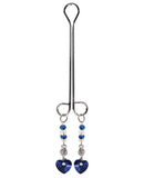 Bijoux de NipClit Clamp Double Loop w-Heart Charm & Blue Beads