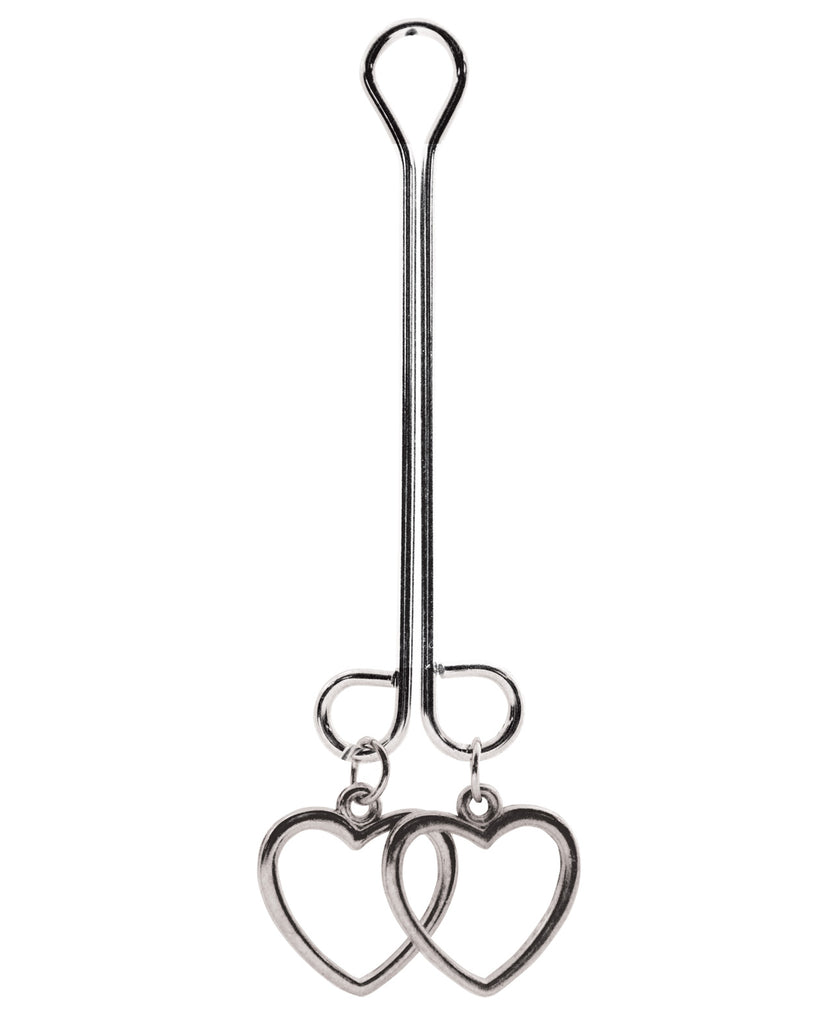 Bijoux de Nip Clit Clamp Double Loop w-Heart Charms
