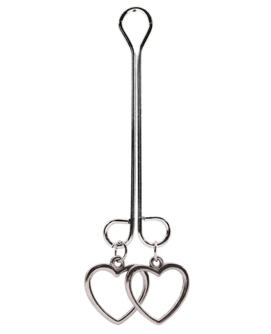 Bijoux de Nip Clit Clamp Double Loop w-Heart Charms