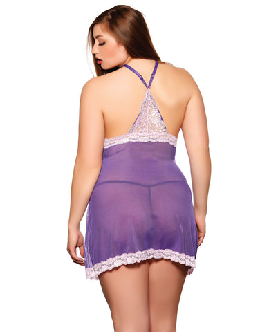 Holiday/Valentines Lace & Mesh Halter Babydoll w/Panty