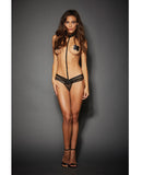 Strappy Elstic Bralette w-Adjstable Sholder Strps & Stappy Elstic Thng & Atched Body Strp Blck O-S