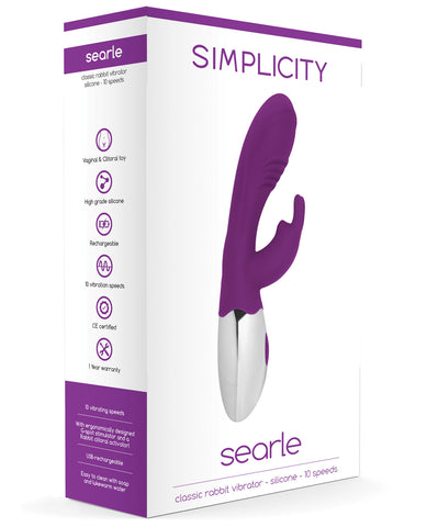 Shots Simplicity Searle Rechargeable Classic Rabbit Vibrator - 10 Speed Purple