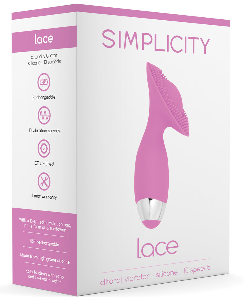 Shots Simplicity Lace Rechargeable Clitoral Vibrator - 10 Speed Pink