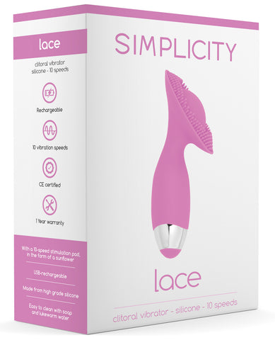 Shots Simplicity Lace Rechargeable Clitoral Vibrator - 10 Speed Pink
