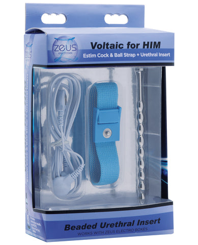 Zeus Electrosex Voltaic for Him Estim Cock & Ball Strap w-Urethral Insert