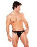 Zeus Wet Look Jock Thong Black O-S