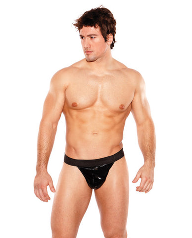 Zeus Wet Look Thong Black O-S