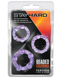 Blush Stay Hard Beaded Cock Rings - Purple Pack of 3