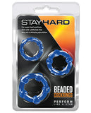 Blush Stay Hard Beaded Cock Rings - Blue Pack of 3