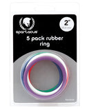 Spartacus Rubber Cock Ring Set 2" - Rainbow Pack of 5