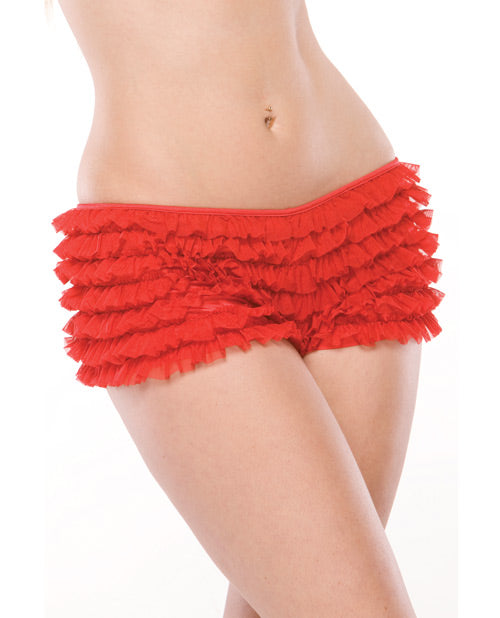 Ruffle Shorts w-Back Bow Detail Red XXL