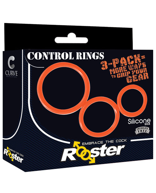 Curve Novelties Rooster Control Rings - Orange Set of 3