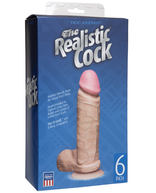 6" Realistic Cock w-Balls - White