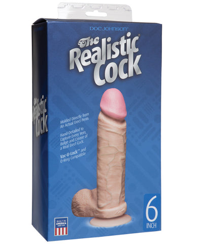 6" Realistic Cock w-Balls - White