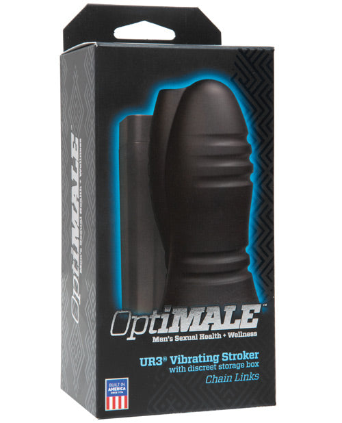 OptiMale Ultraskyn Vibrating Stroker w-Chain Links - Black