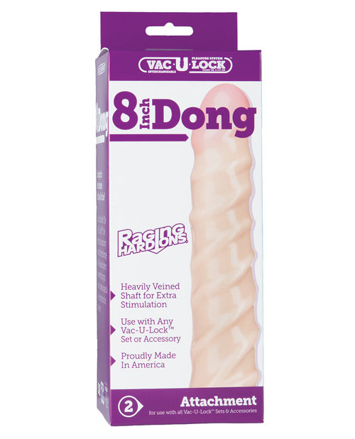 Vac-U-Lock 8" Raging Hard on Realistic Dong - White