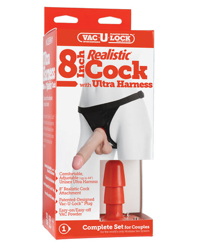 Ultra Harness 2 Set 3 w-8" Realistic Dong & Powder