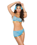 Vivace 4 pc Mesh Top, Skirt, Head Piece & G-String Turquoise O-S