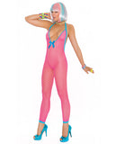 Vivace Crochet Bodystocking w-Peek a Boo Back Neon Pink O-S