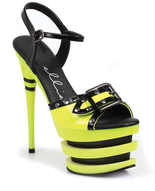 Ellie Shoes Alexia 6" Neon Stacked Platform Black Light Reactive