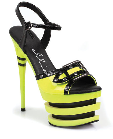 Ellie Shoes Alexia 6" Neon Stacked Platform Black Light Reactive