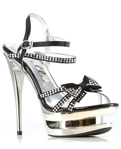 Ellie Shoes Tess 6" Rhinestone Strap Heel w/Bow