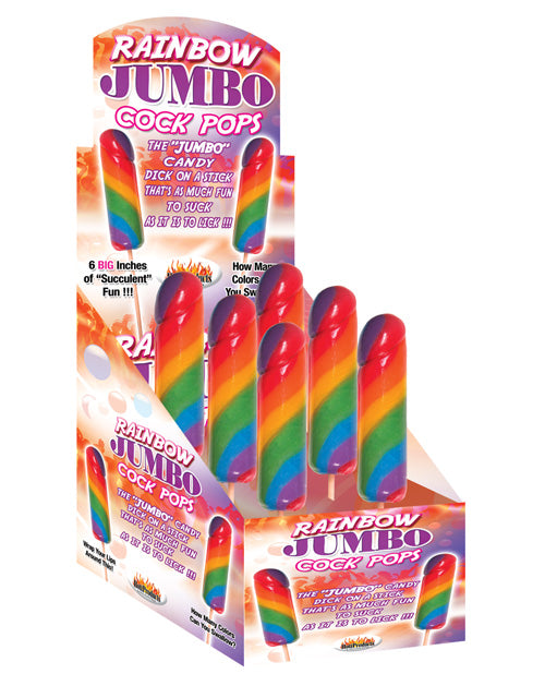 Jumbo Rainbow Cock Pops - Display of 6