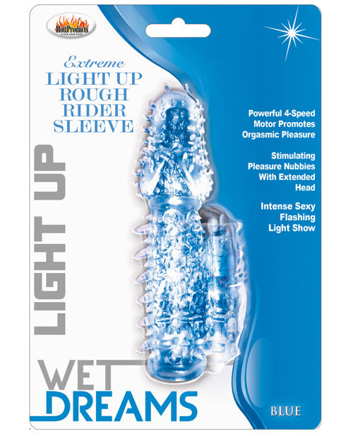 Wet Dreams Rough Rider Light Up Vibrating Sleeve - Blue