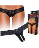 Hustler Stimulating Panties w-Pearl Pleasure Beads Black S-M