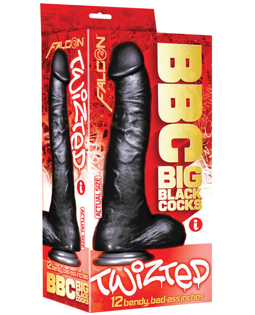 Falcon BBC Big Black Cock & Balls 11" Curvy w-Suction Cup