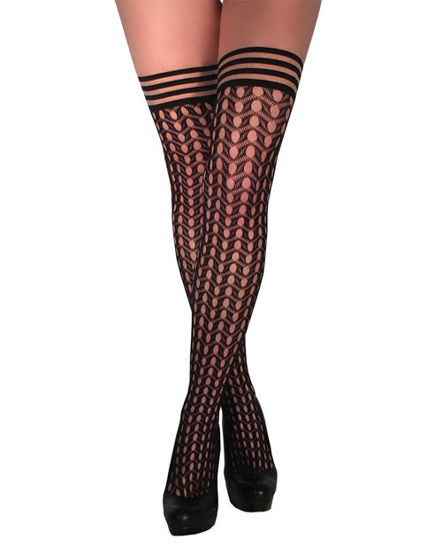 Kix'ies Mimi Dot Fishnet Polka Dot Thigh High