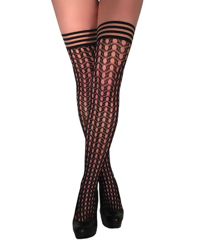 Kix'ies Mimi Dot Fishnet Polka Dot Thigh High