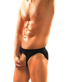 Male Power Nylon Spandex Pouchless Brief Black O-S