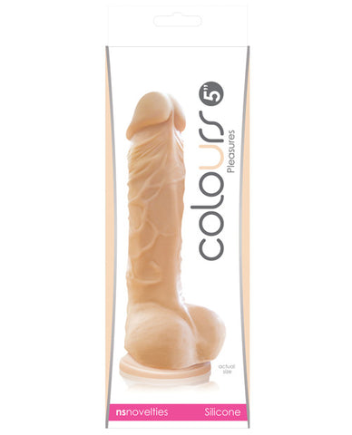 Colours Pleasures 5" Dong w-Balls & Suction Cup - White