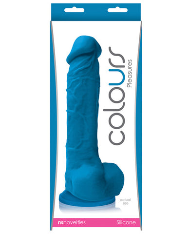 Colours Pleasures 8" Dildo w-Suction Cup - Blue