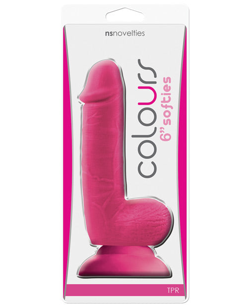 Colours Softies 6" Dong w-Balls & Suction Cup - Pink