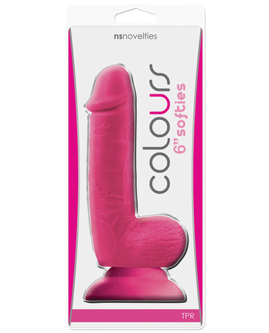 Colours Softies 6" Dong w-Balls & Suction Cup - Pink