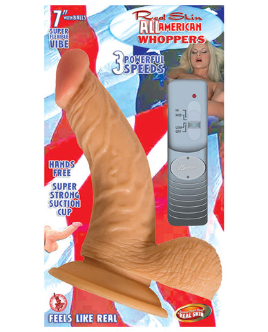 Real Skin All American Whoppers 7" Curved Dong w-Balls