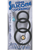 Super Silicone Cock Rings Waterproof - Black