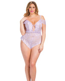 Aline Off The Shoulder Lace Romper w/Tie Front
