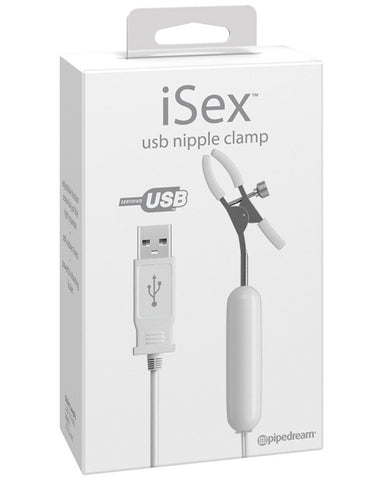 iSex USB Vibrating Nipple Clamp - White