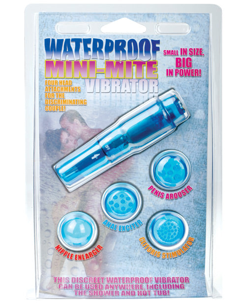 Mini Mite Vibrator w-4 Heads Waterproof - Blue
