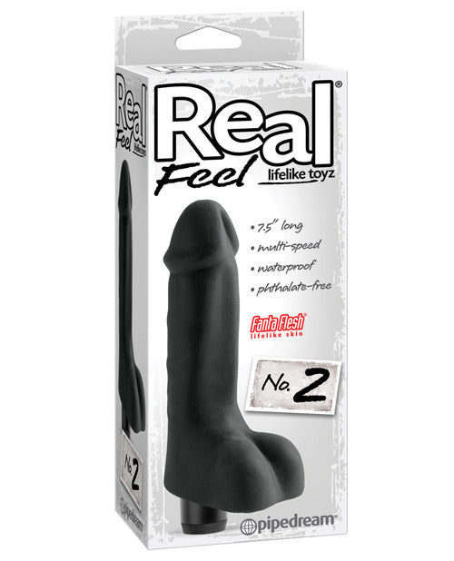 Real Feel No.2 Long 8" Vibe Waterproof - Mutli-speed Black