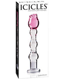 Icicles No. 12 Hand Blown Glass Massager - Clear w-Rose Tip