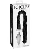 Icicles No. 49 Hand Blown Glass Butt Plug w-Attch. Leather Flogger - Clear