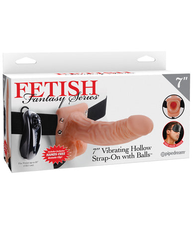 Fetish Fantasy Series 7" Vibrating Hollow Strap On w-Balls - Flesh