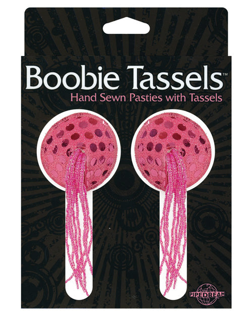 Boobie Tassels Hand Sewn Pasties w-Tassels - Pink
