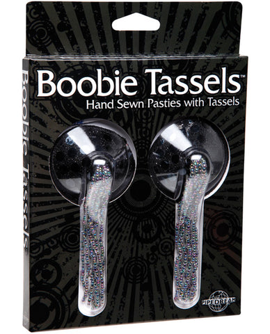 Boobie Tassels Hand Sewn Pasties w-Tassels - Black