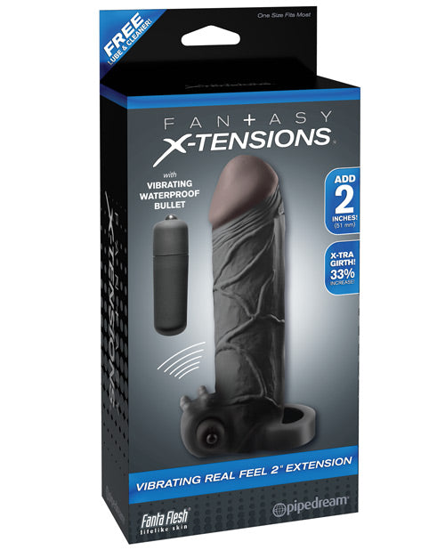Fantasy X-tensions Vibrating Real Feel 2" Extension w-Ball Strap - Black