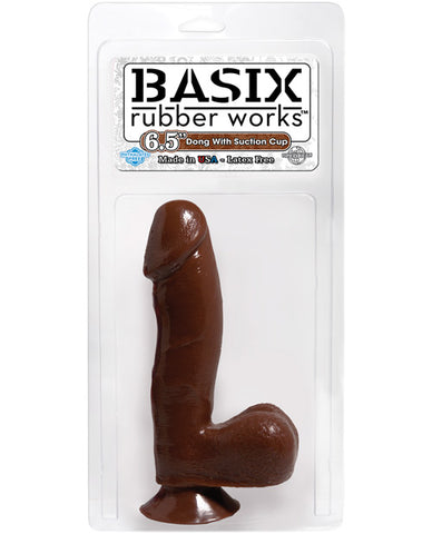 Basix Rubber Works 6.5" Dong w-Suction Cup - Brown